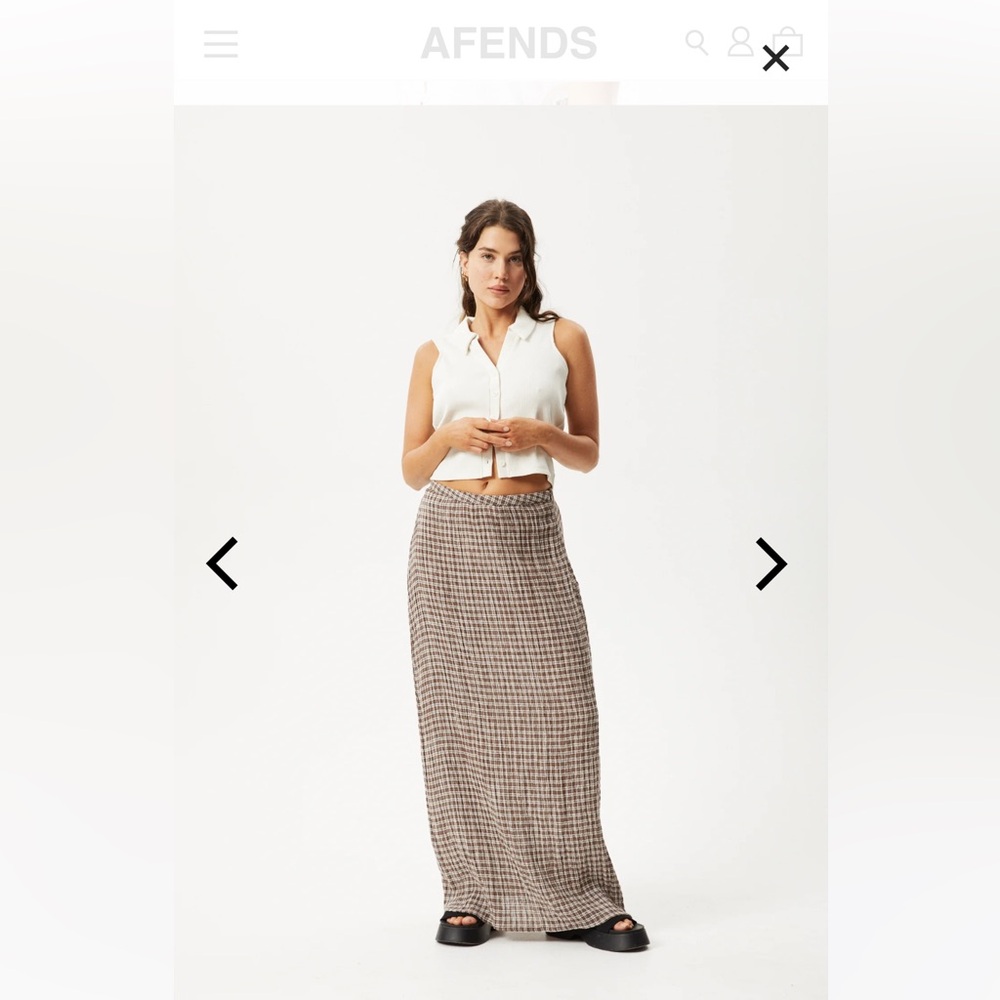 AFENDS, Seersucker Check Skirt - Coffee